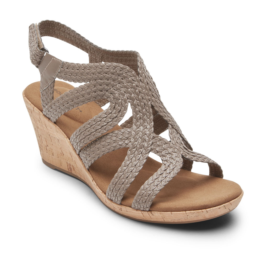 Rockport Womens Sandals Grey - Briah Braided - UK 156-VGICSL